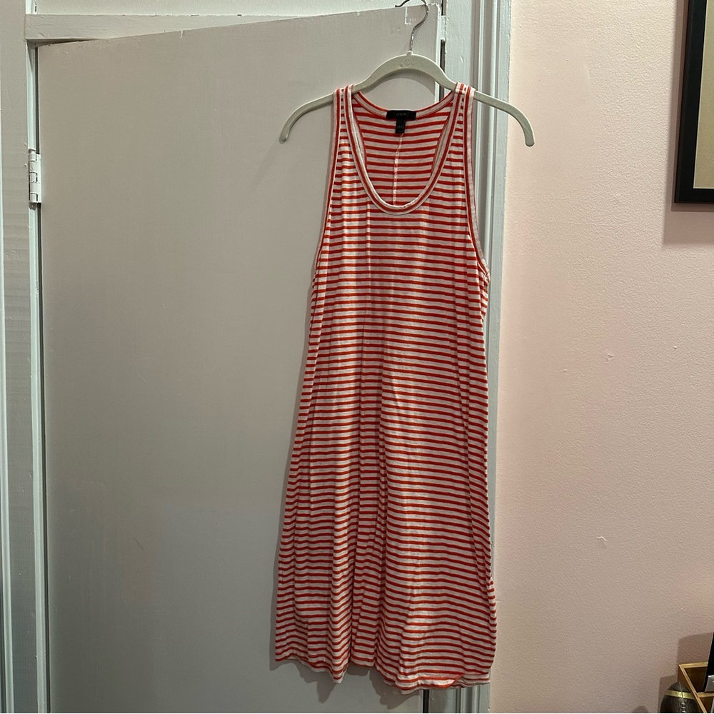 J Crew Racerback T-Shirt Dress - Size Large Red & White Stripe